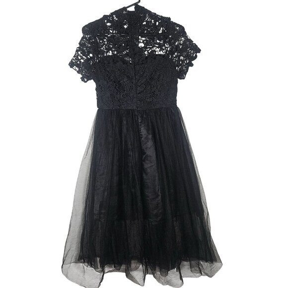 Tulle Midi Dress Women Black XS Romantic Whimsygoth DarkAcademia Witchy Fairy - Picture 3 of 11
